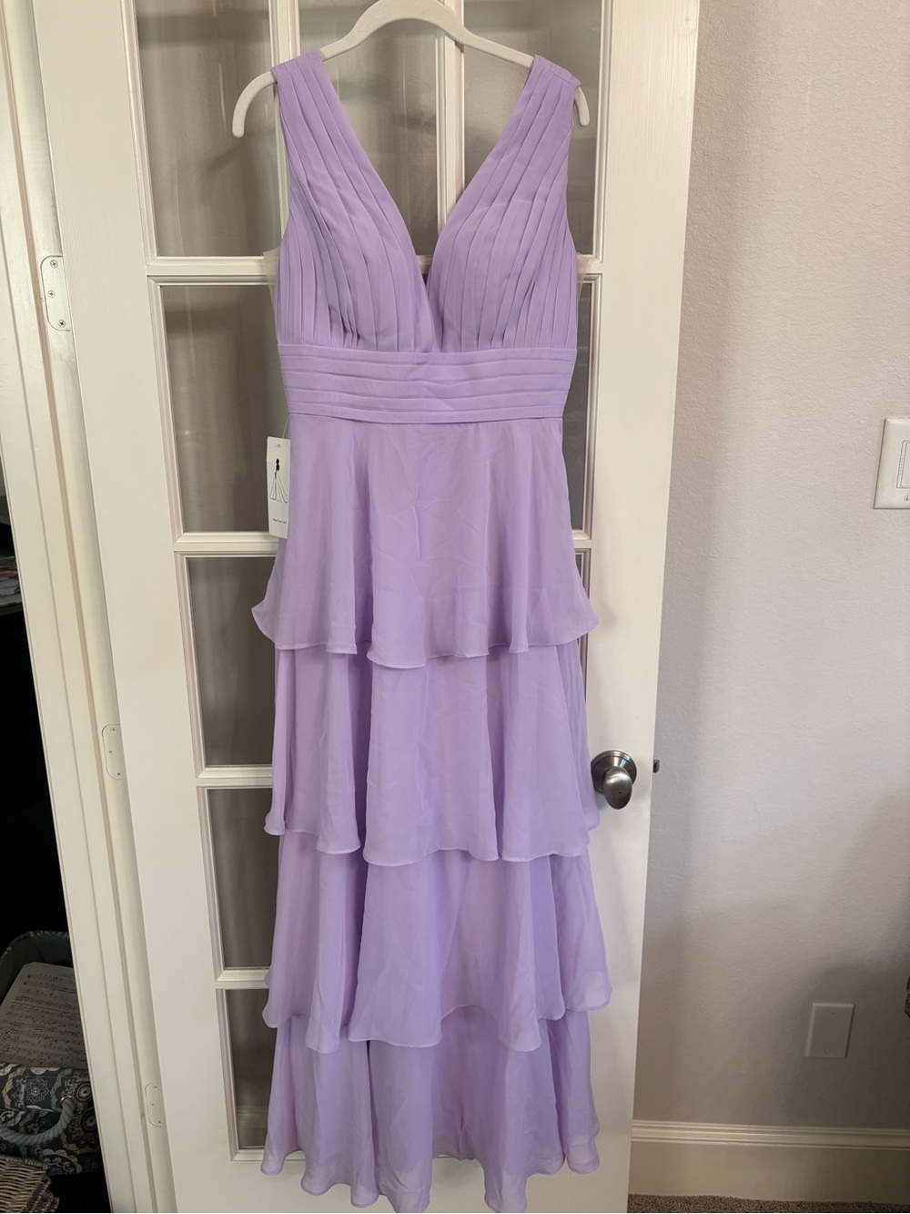 V-Neck Chiffon Ruffle Tiered Long Wedding Guest Dress